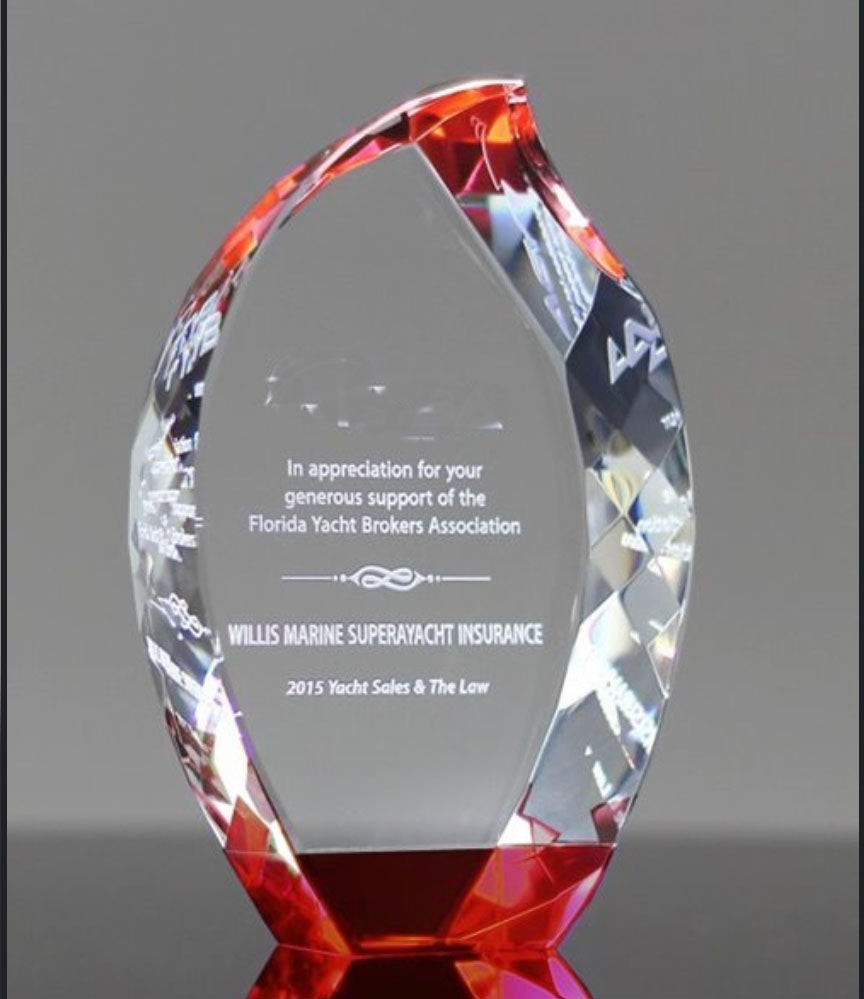 Diamond Edge Flame Red Crystal Award