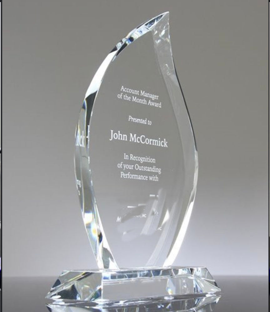 Beveled Flame Crystal Award